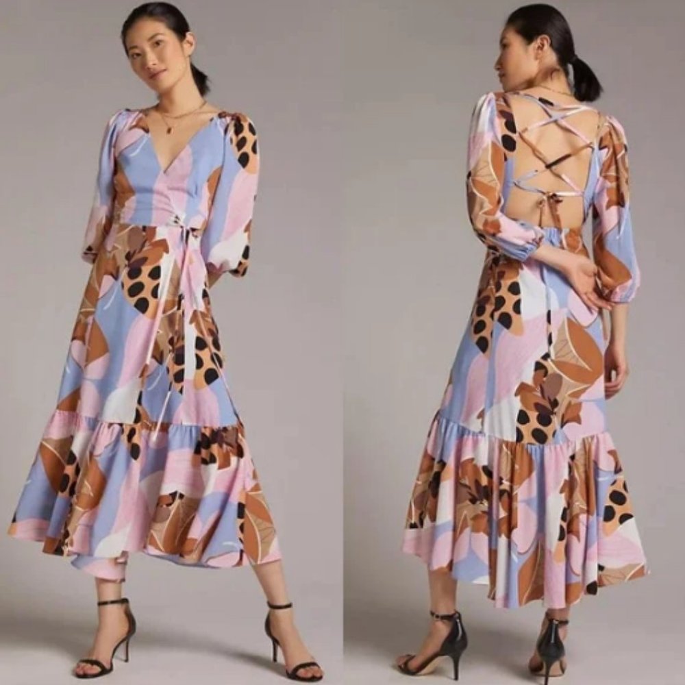 NWT Anthropologie Hutch Bloom Wrap Midi Dress 3X - Picture 1 of 12